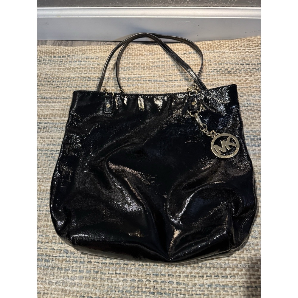 Michael Kors Patent Leather Shoulder Bag Gold Hardware